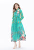 Collar Down Long Sleeves Maxi Dress